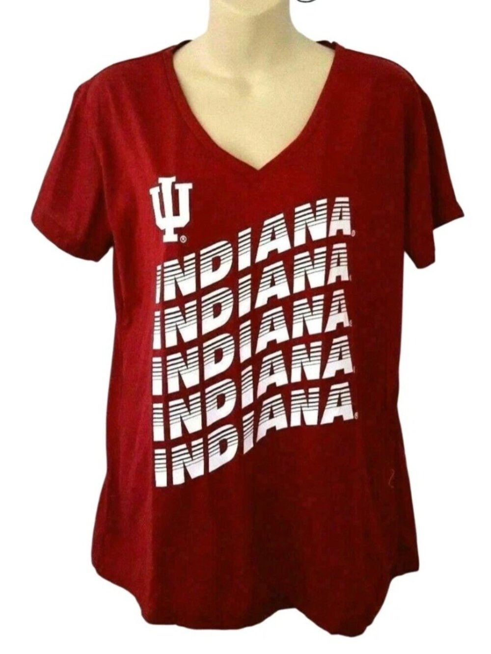 Indiana Hoosiers Womens T Shirt Plus Size 1X Klutch Red 3D Marquee Stripe Tee